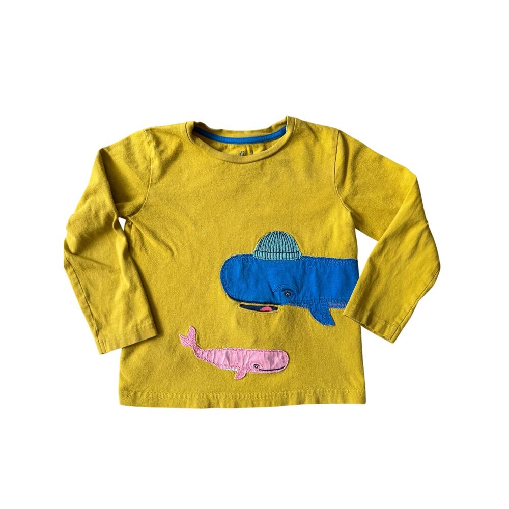 Mini Boden Whale Appliqué Long Sleeve Tee 4-5Y Mustard